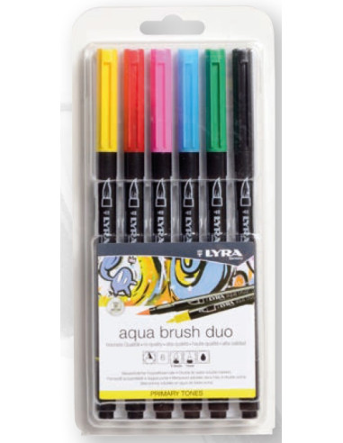 ▷ ROTULADORES LYRA 6 UDS AQUA BRUSH ESTUCHE PRIMARIOS | Taine - Imagen 1