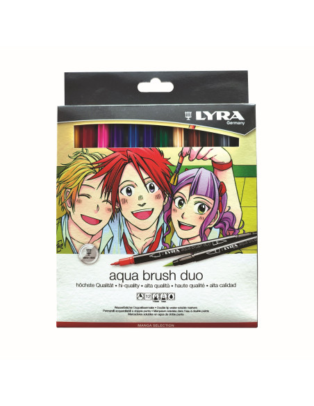 ▷ ROTULADORES LYRA 12 UDS AQUA BRUSH ESTUCHE MANGA | Taine - Imagen 1