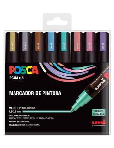 ▷ ROTULADORES POSCA 8 UDS PC5M/8C SET METAL | Taine - Imagen 1