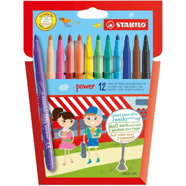 ▷ ROTULADORES STABILO 12 UDS COLORES POWER | Taine - Imagen 1