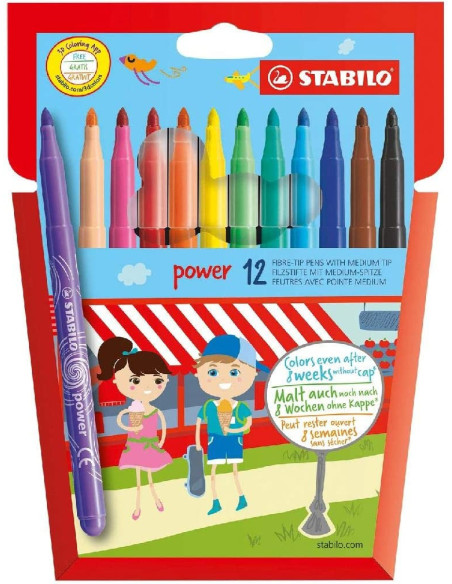 ▷ ROTULADORES STABILO 12 UDS COLORES POWER | Taine - Imagen 1
