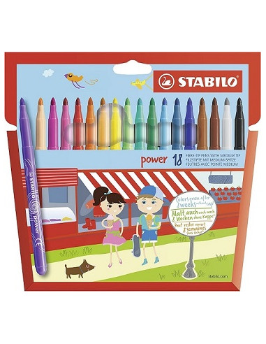 ▷ ROTULADORES STABILO 18 UDS COLORES POWER | Taine - Imagen 1