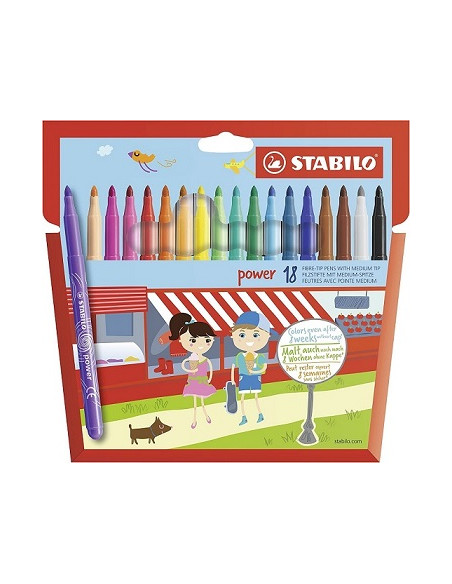 ▷ ROTULADORES STABILO 18 UDS COLORES POWER | Taine - Imagen 1