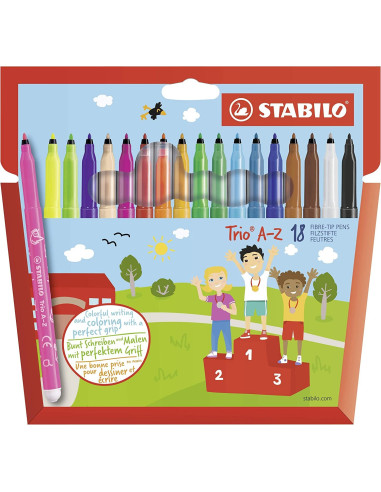 ▷ ROTULADORES STABILO 18 UDS COLORES (15 BÁSICOS + 3 FLUO) TRIO A-Z | Taine - Imagen 1
