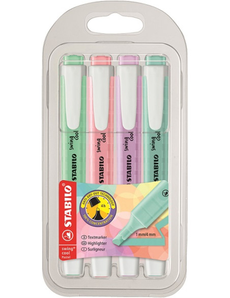 ▷ ROTULADORES STABILO 4 UDS FLUORESCENTES WING COOL PASTEL | Taine - Imagen 1