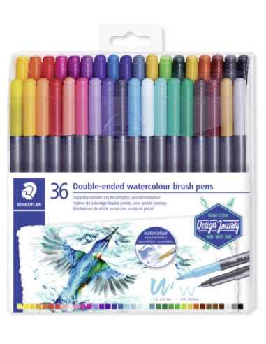▷ ROTULADORES STAEDLER 36 UDS ACUARELABLE DOBLE PUNTA PINCEL 3001 | Taine - Imagen 1
