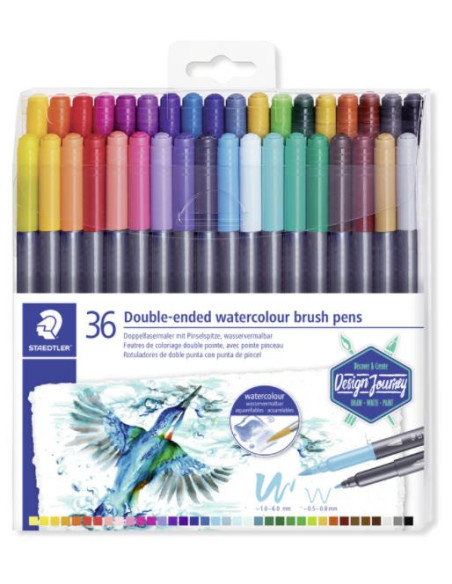 ▷ ROTULADORES STAEDLER 36 UDS ACUARELABLE DOBLE PUNTA PINCEL 3001 | Taine - Imagen 1