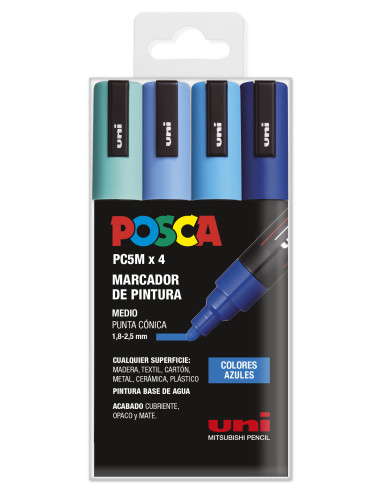 ▷ ROTULADORES POSCA 4 UDS PC5M AZULES | Taine - Imagen 1