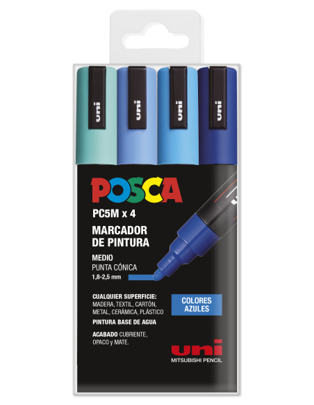 ▷ ROTULADORES POSCA 4 UDS PC5M AZULES | Taine - Imagen 1