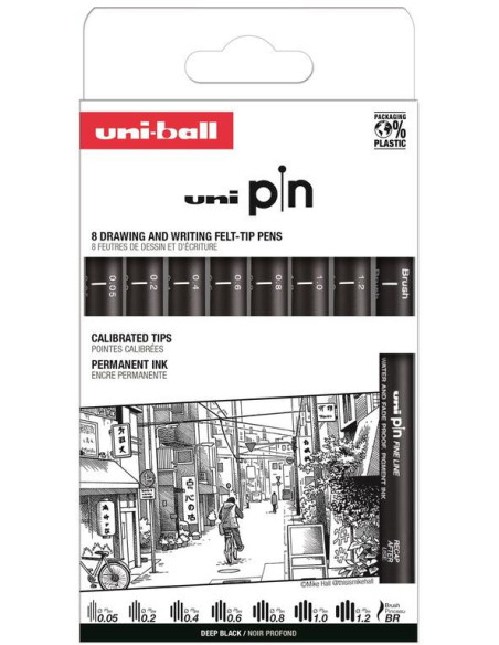 ▷ ROTULADORES UNIPIN 8 UDS CALIBRADOS | Taine - Imagen 1