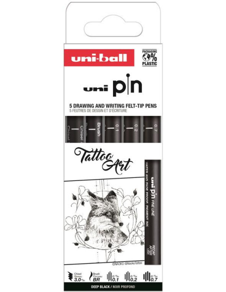 ▷ ROTULADORES UNIPIN 5 UDS CALIBRADOS TATTO ART | Taine - Imagen 1