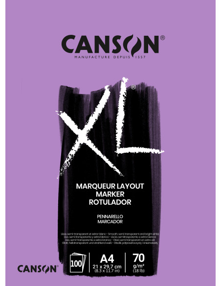 ▷ BLOC DIBUJO CANSON ENCOLADO A4 XL MARKER 70gr 100hj LAYOUT C.ROTULADORES | Taine - Imagen 1