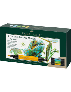 ▷ ROTULADORES FABER CASTELL 5 UDS ANIMAL PITT ARTIST PEN DUAL MARKER | Taine - Imagen 1