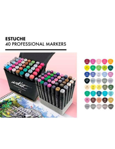 ▷ ROTULADORES ARTIST 40 UDS DOBLE PUNTA ALEX BOG LUXURY | Taine - Imagen 1
