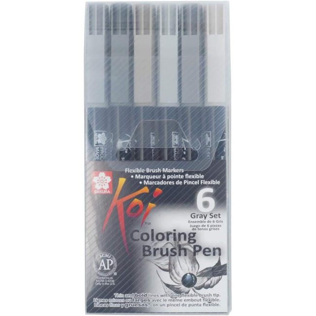 ▷ ROTULADORES SAKURA 6 UDS TALENS BRUSH PINCEL TONOS GRISES | Taine - Imagen 1