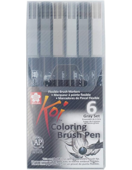 ▷ ROTULADORES SAKURA 6 UDS TALENS BRUSH PINCEL TONOS GRISES | Taine - Imagen 1