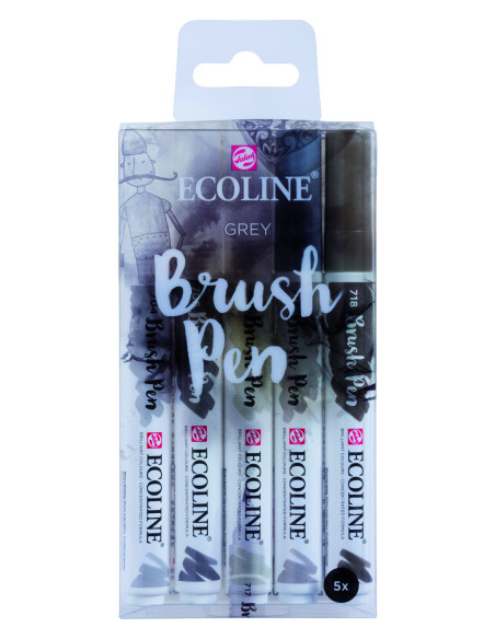 ▷ ROTULADORES ECOLINE 5 UDS GRISES ESTUCHE BRUSHPEN | Taine - Imagen 1