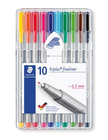 ▷ ROTULADORES STAEDTLER 10 UDS 0.3 TRIPLUS FINELINER 334 | Taine - Imagen 1