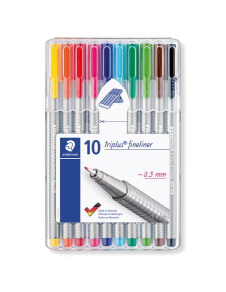 ▷ ROTULADORES STAEDTLER 10 UDS 0.3 TRIPLUS FINELINER 334 | Taine - Imagen 1