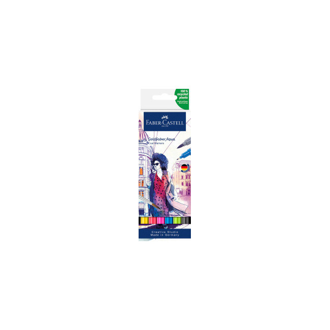 ▷ ROTULADORES FABER CASTELL 6 UDS ACUARELABLES DOBLE PUNTA | Taine - Imagen 1