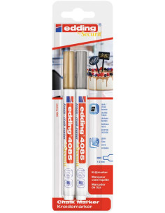 ▷ ROTULADORES EDDING 2 UDS TIZA ORO PLATA 4085 | Taine - Imagen 1