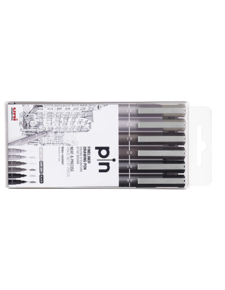 ▷ ROTULADORES UNIBALL 6 UDS CALIBRADO GRIS + NEGRO | Taine - Imagen 1