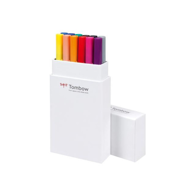 ▷ ROTULADORES TOMBOW 12 UDS DUAL BRUSH ESTUCHE 2 PUNTA PINCEL COL.PRIMARIOS | Taine - Imagen 1