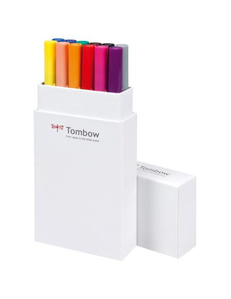 ▷ ROTULADORES TOMBOW 12 UDS DUAL BRUSH ESTUCHE 2 PUNTA PINCEL COL.PRIMARIOS | Taine - Imagen 1