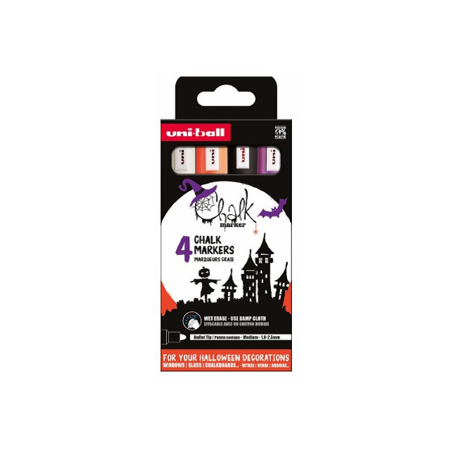▷ ROTULADORES UNIBALL 4 UDS HALLOWEN CHALK MARKERS TIZA | Taine - Imagen 1