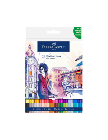 ▷ ROTULADORES FABER CASTELL 24 UDS DOBLE PUNTA ACUARELAL | Taine - Imagen 1