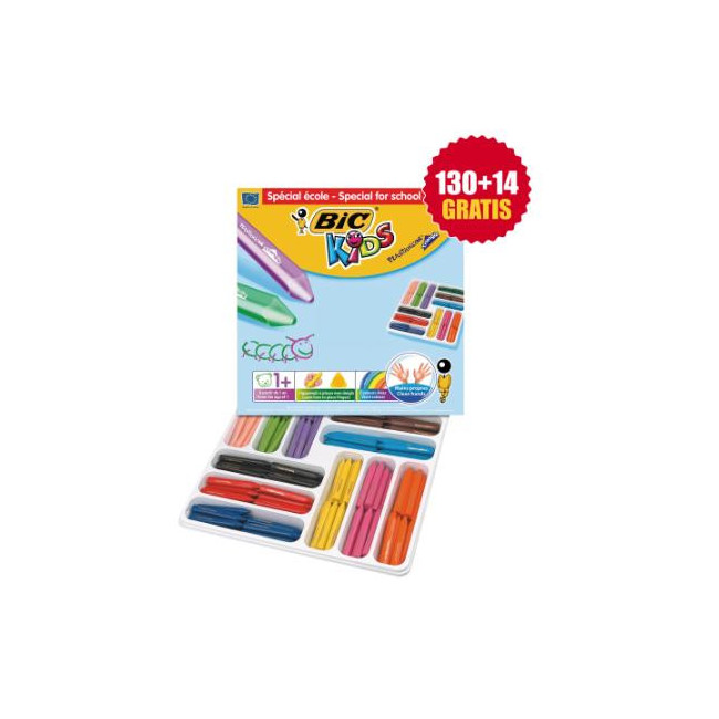 ▷ CERAS PLASTIDECOR BIC SCHOOLPACK 144 UDS.PEQUES (12X12 COLORES) | Taine - Imagen 1
