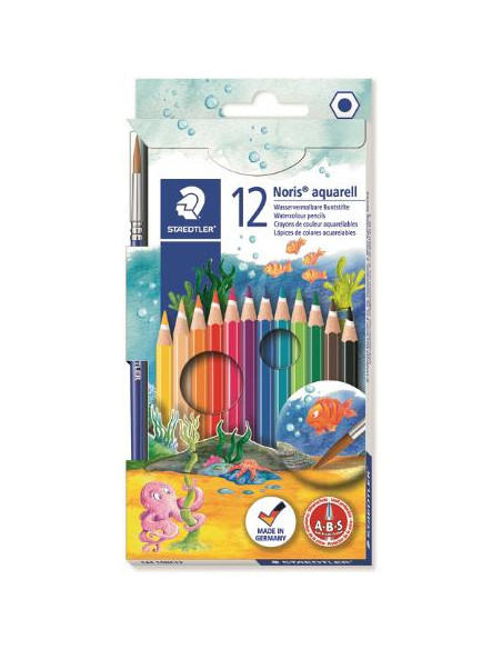 ▷ LAPICES STAEDTLER 12 UDS + PINCEL ACUARELABLES | Taine - Imagen 1