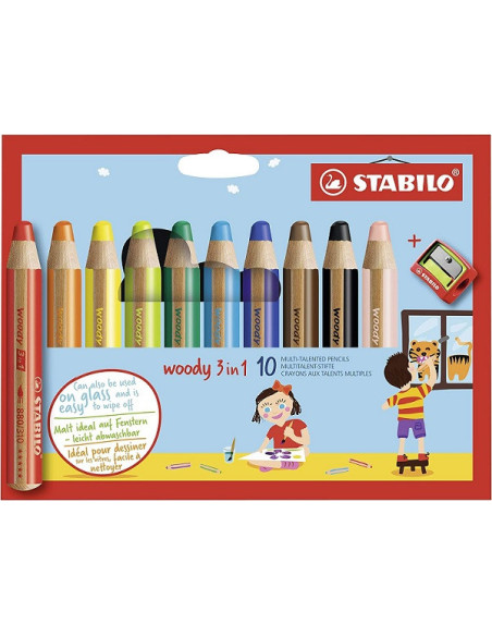 ▷ LAPICES STABILO 10 UDS COLOR WOODY 3 EN 1-SURTIDAS+SACAPUNTAS | Taine - Imagen 1