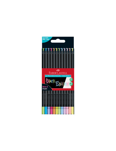 ▷ LAPICES FABER CASTELL 12 UDS PASTELyNEON BLACK EDICION | Taine - Imagen 1
