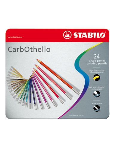 ▷ LAPICES STABILO 24 UDS CARBOTHELO ARTY CAJA METAL | Taine - Imagen 1