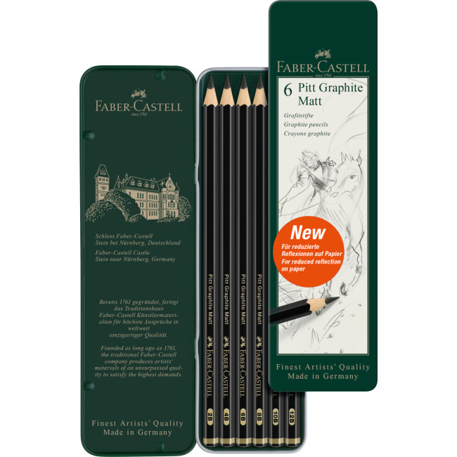 ▷ LAPICES FABER CASTELL 6 UDS PITT GRAFITO MATE | Taine - Imagen 1
