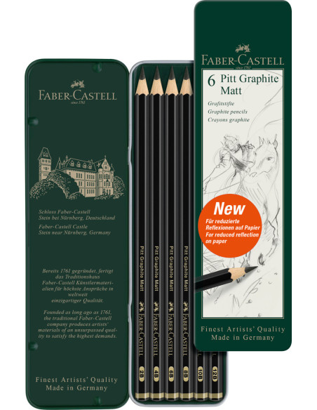 ▷ LAPICES FABER CASTELL 6 UDS PITT GRAFITO MATE | Taine - Imagen 1