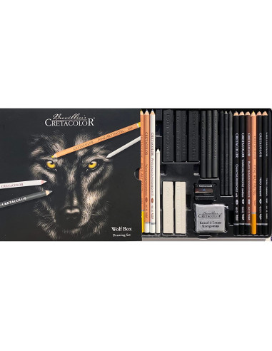 ▷ LAPICES CRETACOLOR LAPICES+SURTIDOS ESTUCHE METALICO WOLF BOX | Taine - Imagen 1