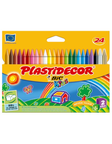 ▷ CERAS BIC 24 UDS PLASTIDECOR COLORES | Taine - Imagen 1