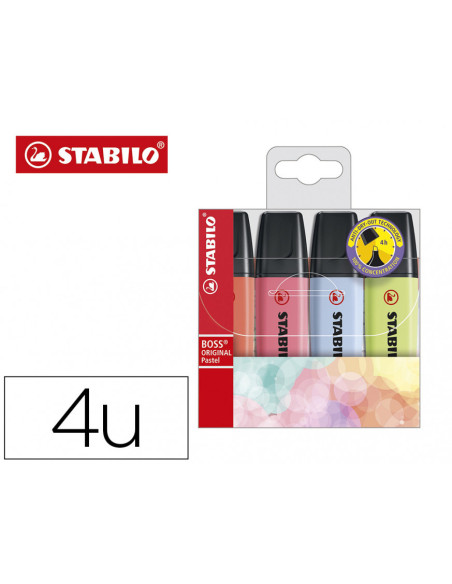 ▷ ROTULADORES STABILO 4 UDS BOSS FLUOR PASTEL WALLET | Taine - Imagen 1