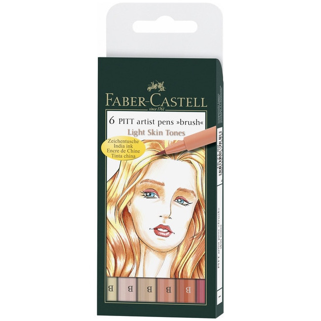 ▷ ROTULADOR FABER CASTELL 6 UDS PITT PUNTA B TONOS PIEL | Taine - Imagen 1