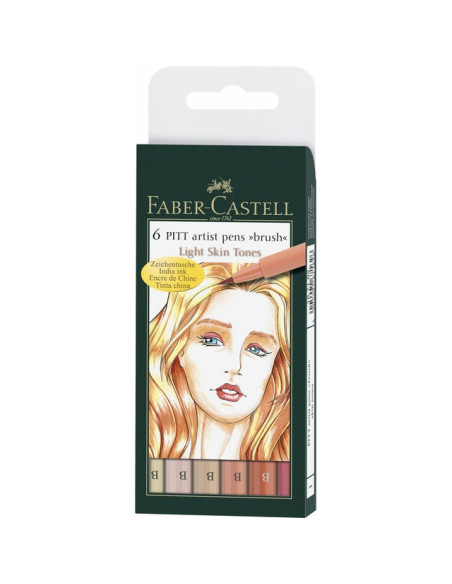 ▷ ROTULADOR FABER CASTELL 6 UDS PITT PUNTA B TONOS PIEL | Taine - Imagen 1