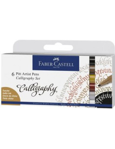 ▷ ROTULADOR FABER CASTELL 6 UDS PITT CALLIGRAPHY | Taine - Imagen 1