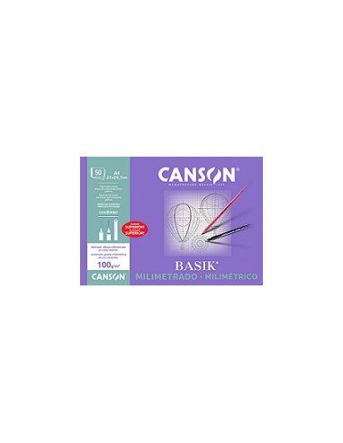 ▷ BLOC CANSON DIBUJO MILIMETRADO ENCOLADO A4 100G 50H. | Taine - Imagen 1