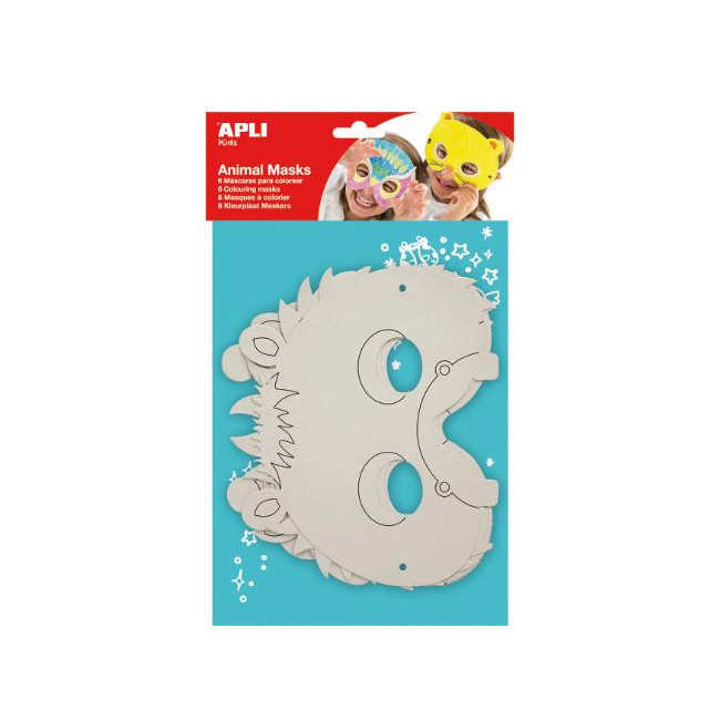 ▷ MASCARAS APLI DE CARTON ANIMALES 6UD + GOMAS | Taine - Imagen 1