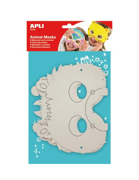 ▷ MASCARAS APLI DE CARTON ANIMALES 6UD + GOMAS | Taine - Imagen 1