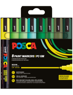 ▷ ROTULADORES POSCA 8 UDS PC5M TONOS VERDES | Taine - Imagen 1