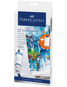 ▷ ACRILICOS FABER CASTELL ESTUCHE 12 TUBOS | Taine - Imagen 1