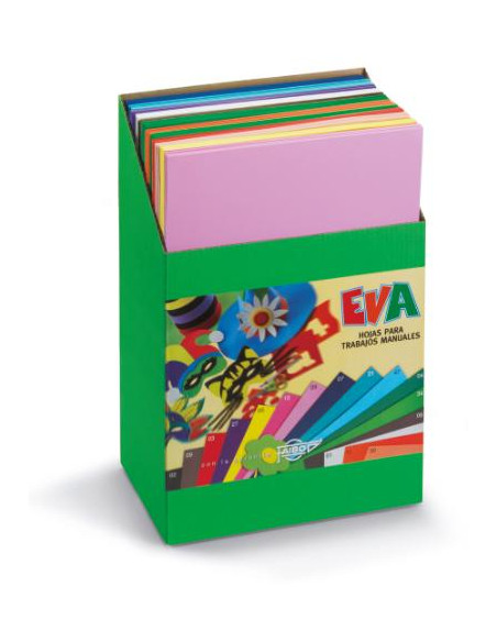 ▷ GOMA EVA EXPOSITOR CARTON 120 LAMINAS X 12 COLORES 40X60CM 2MM FAIBO | Taine - Imagen 1