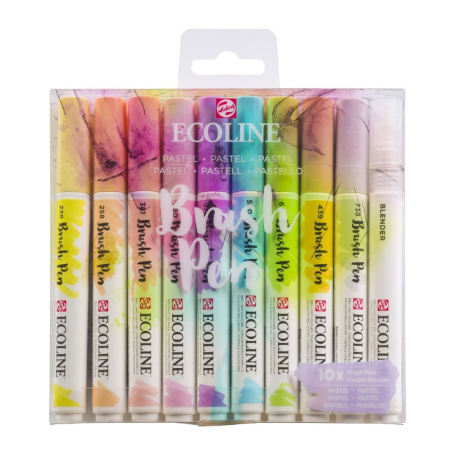 ▷ ROTULADORES ECOLINE 10 COLORES PASTEL BRUSHPEN | Taine - Imagen 1